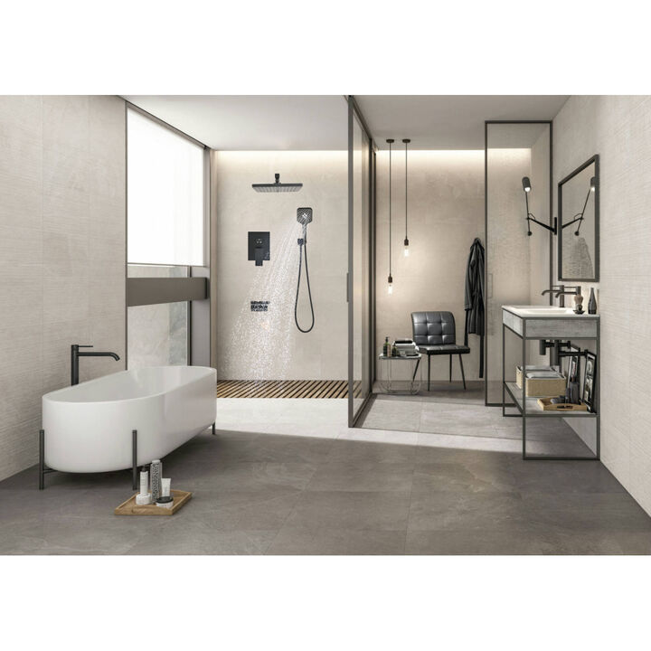 Wall Mounted Shower System with Handheld and Rainfall Shower Heads