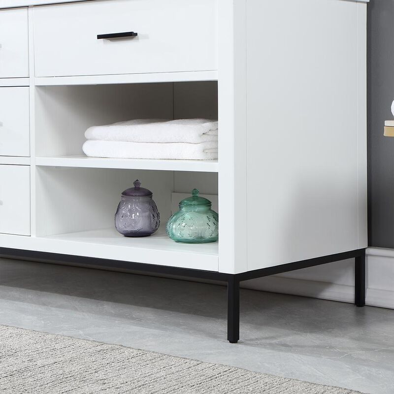 Altair 72 Double Bathroom Vanity Set in White without Mirror