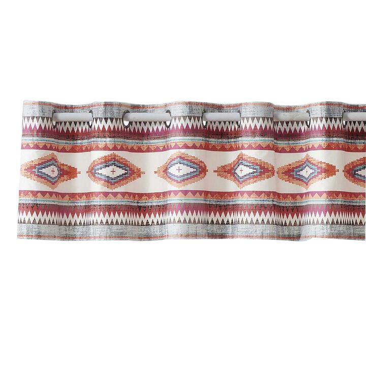 Pimi 16 x 84 Window Valance, Metallic Grommet, Southwest Print, Bronze - Benzara