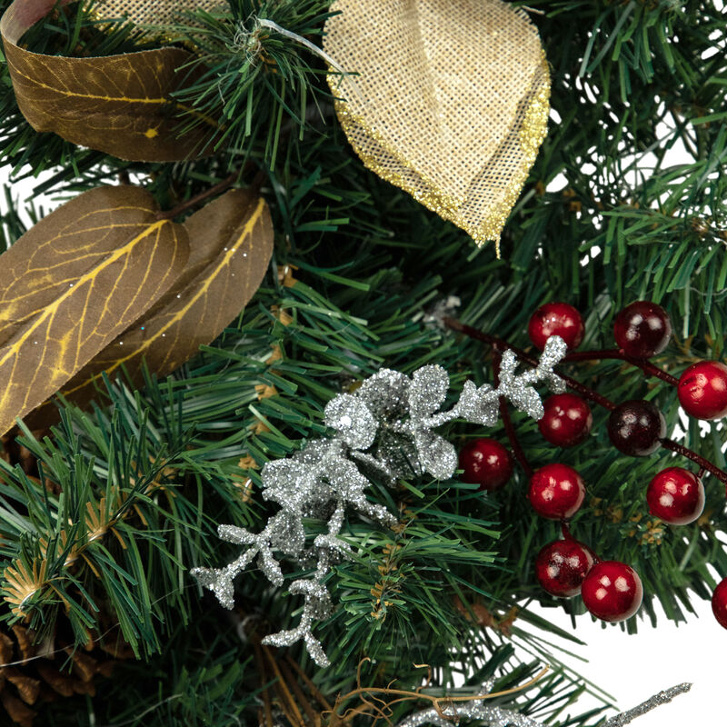 6' x 10" Mixed Pine with Poinsettias and Berries Christmas Garland  Unlit