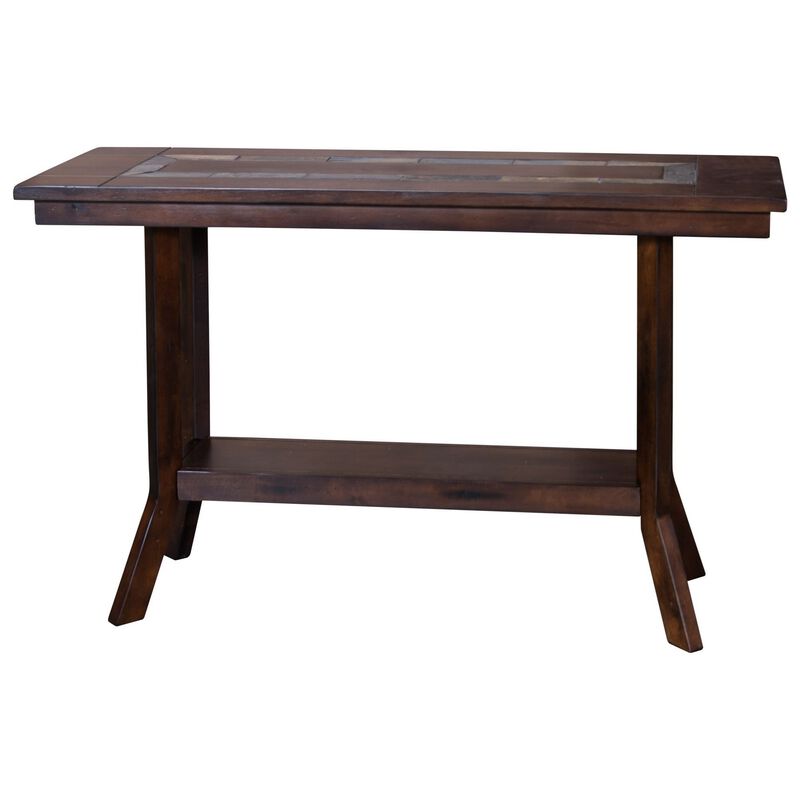 Odel Sofa Table, 1 Shelf, Dark Brown Mahogany, Rectangular 49 Inch - Benzara