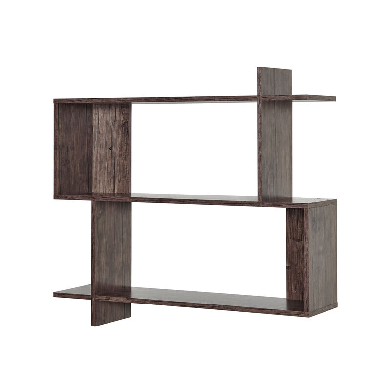 Manasa Floating Geometric Kilter Two-Tier Wall Shelf