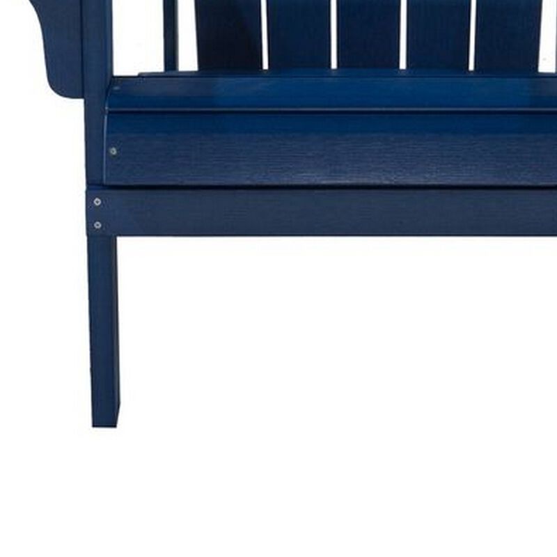 West Outdoor Patio Adirondack Chair, 30 Inch, Wood Style Blue Finish - Benzara