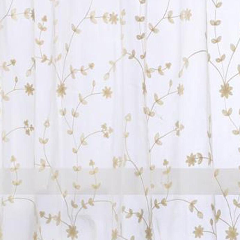 Commonwealth Habitat Grandeur Deep Scalloped Embroidery Balloon Curtain - 52x63" - Off-white