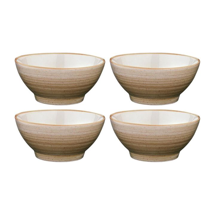 Terrain dia.5.5" h:2.75" 15 oz. Round Brown Porcelain Bowl (Set of 4)