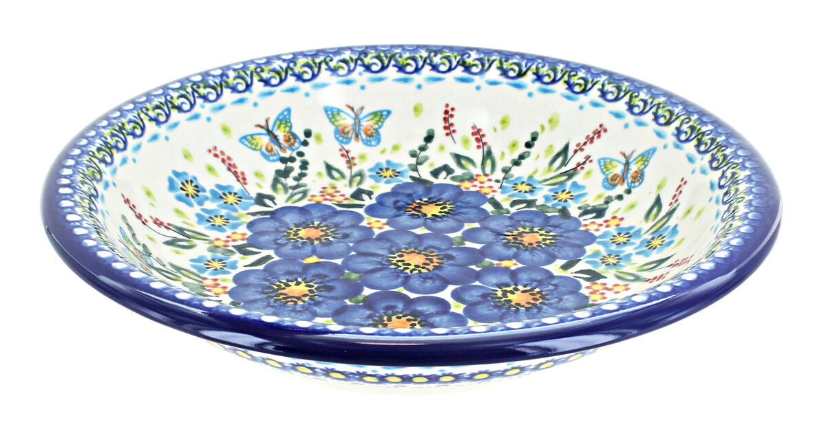 Blue Rose Polish Pottery Spring Blossom Soup Plate