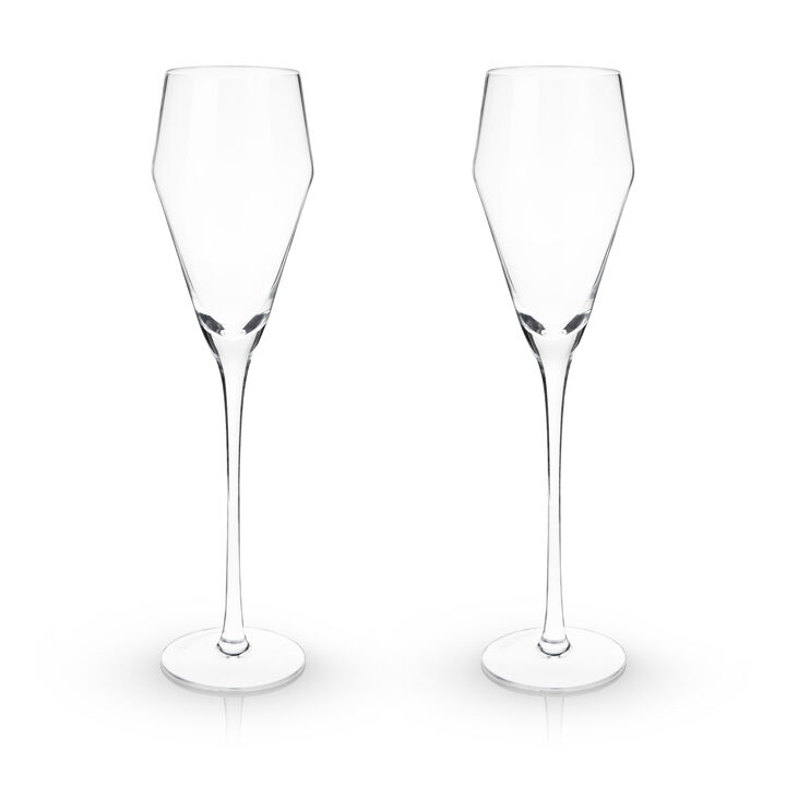 Raye Angled Crystal Prosecco Glasses Set of 2