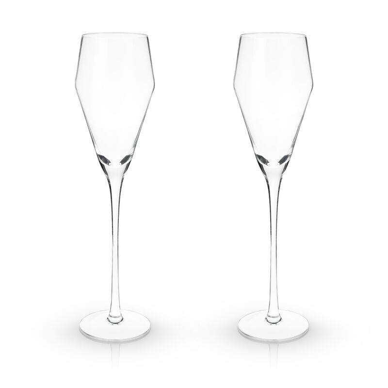 Raye Angled Crystal Prosecco Glasses Set of 2