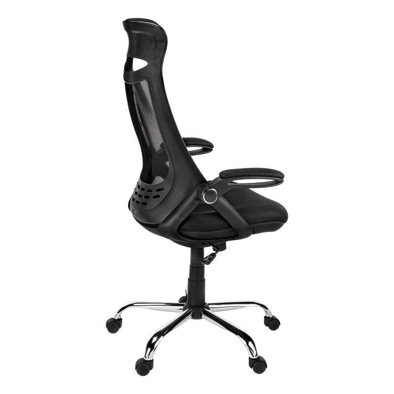 Monarch Specialties I 7268 Office Chair, Adjustable Height, Swivel, Ergonomic, Armrests, Computer Desk, Work, Metal, Mesh, Black, Chrome, Contemporary, Modern