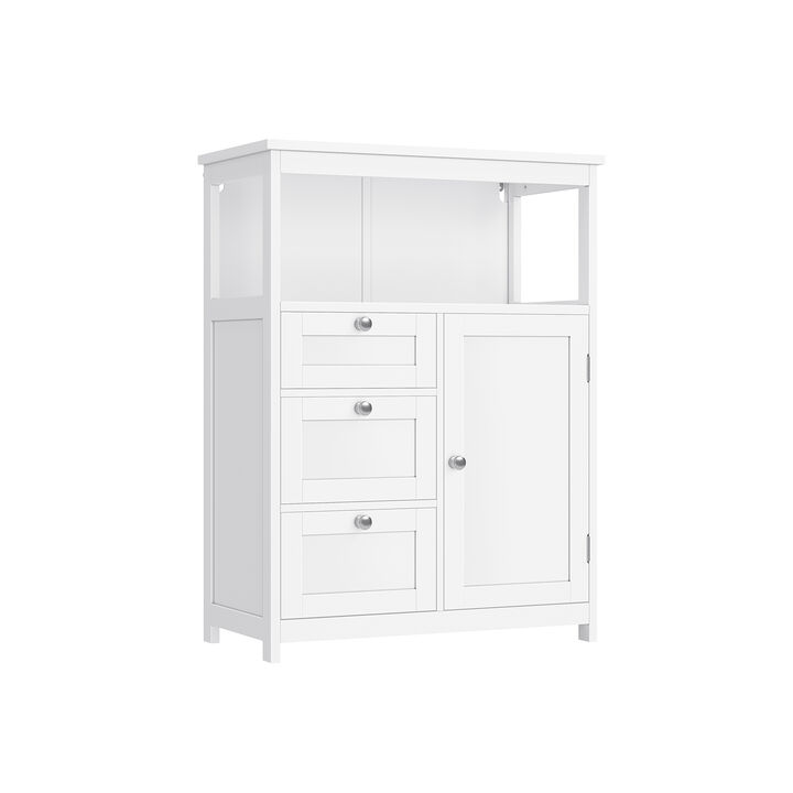 Compact Bathroom Floor Storage Cabinet with Multiple Shelves and Elegant Design