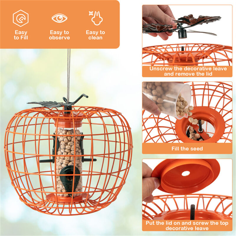 Squirrel-Proof Bird Feeder with Cage & 4 Feeding Ports for Wild Birds
