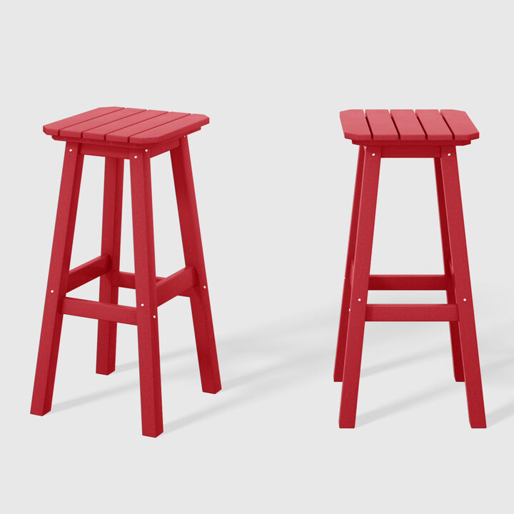 WestinTrends 29" HDPE Outdoor Patio Square Bar Stools (Set of 2)