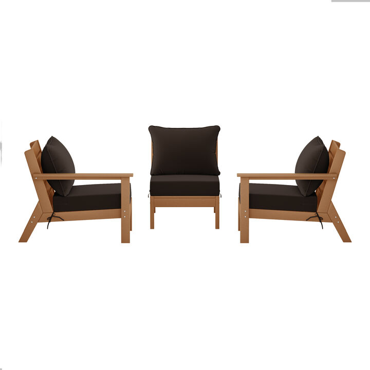 WestinTrends Outdoor Patio HDPE Sectional Sofa with Patio Cushions