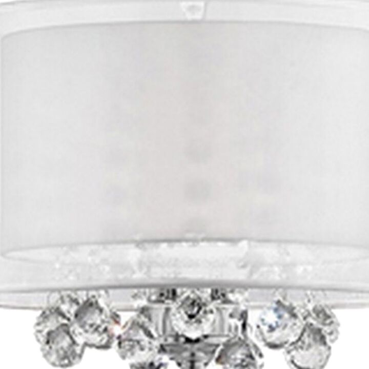 Twisted Crystal Accent Floor Lamp with Dual Fabric Shade, Clear-Benzara