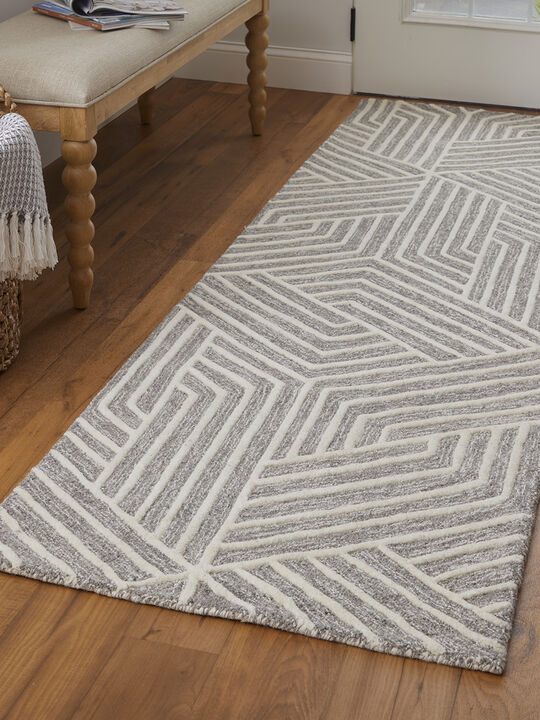 Lytton T8010 Gray/Cream 2'6" x 8' Runner Rug By Thom Filcia
