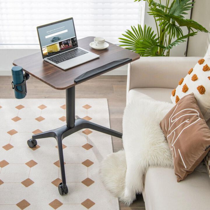 Hivvago Pneumatic Standing Desk with Anti-fall Baffle and Cup Holder