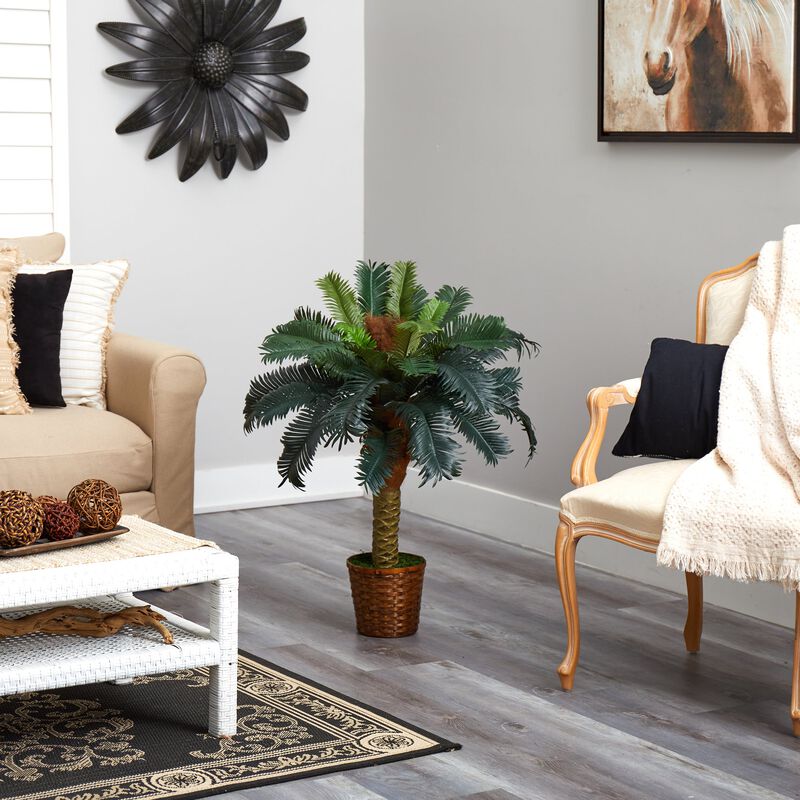 Hivvago 3 Feet Sago Palm Artificial Tree