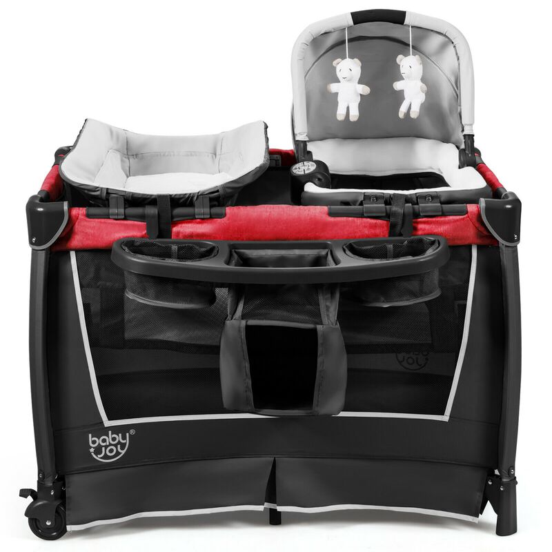 4-in-1 Convertible Portable Baby Play yard with Toys and Music Player