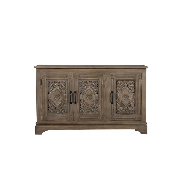 Taran Designs Grayson 3-door Carved Solid Wood Sideboard