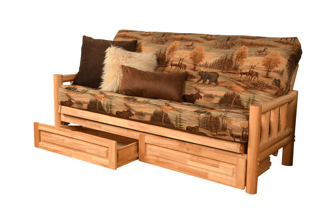Lodge Futon with Storage Drawers and Canadian Print Mattress