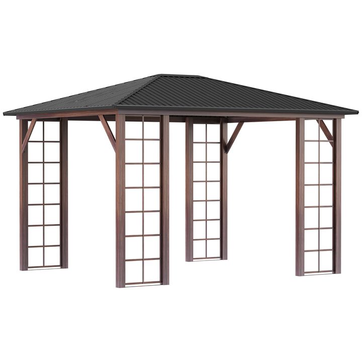 Garden Pavilion: 10x12 Hardtop Gazebo with Metal Roof & Wood Grain Frame