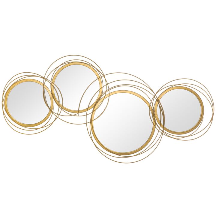 Gold Wall Art: Modern Metal Mirror Decor for Living Spaces