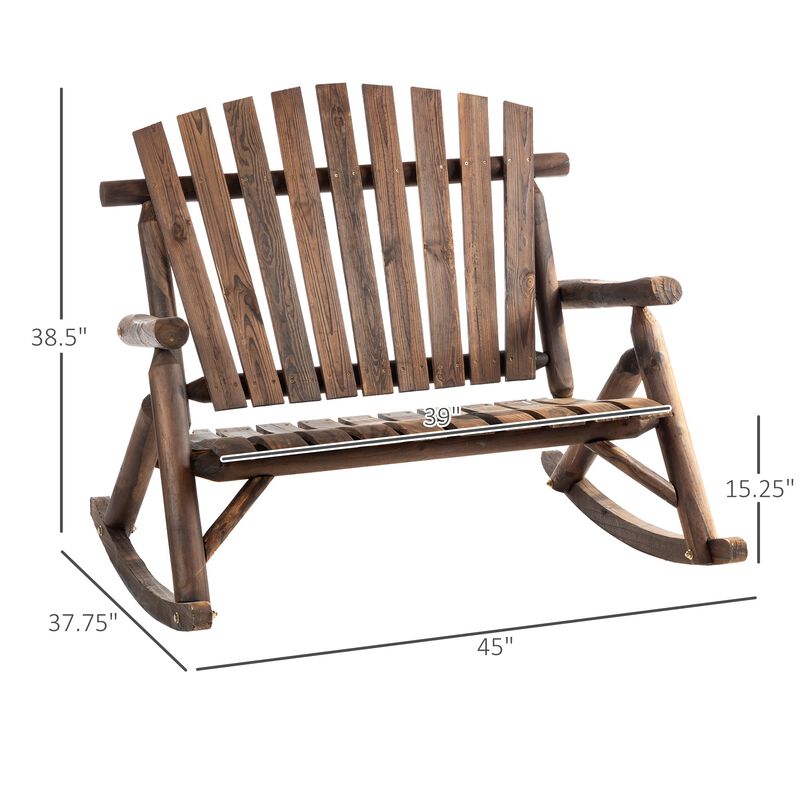 Black Rustic Rocker: Wooden Adirondack Chair for Outdoor Use