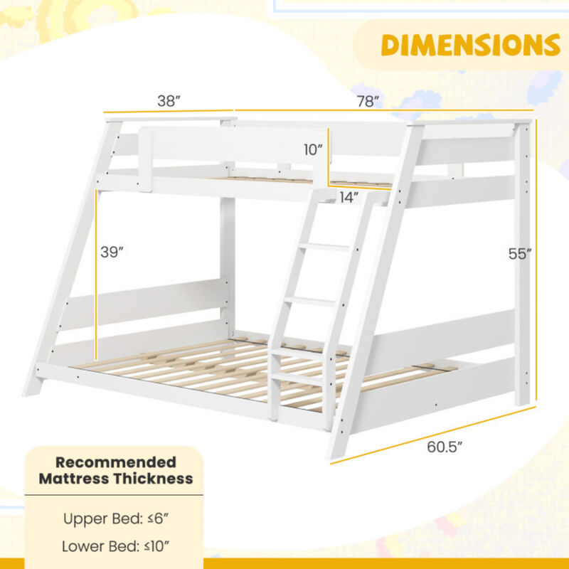 Low Bunk Bed with Reversible Ladder