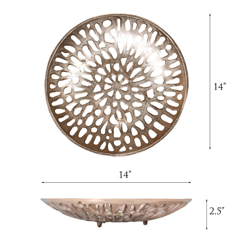 Handmade Decorative Gold Color Coated 5.51 x 5.51 x 1.37 Inches Aluminium Tray 063AB BBH Home's