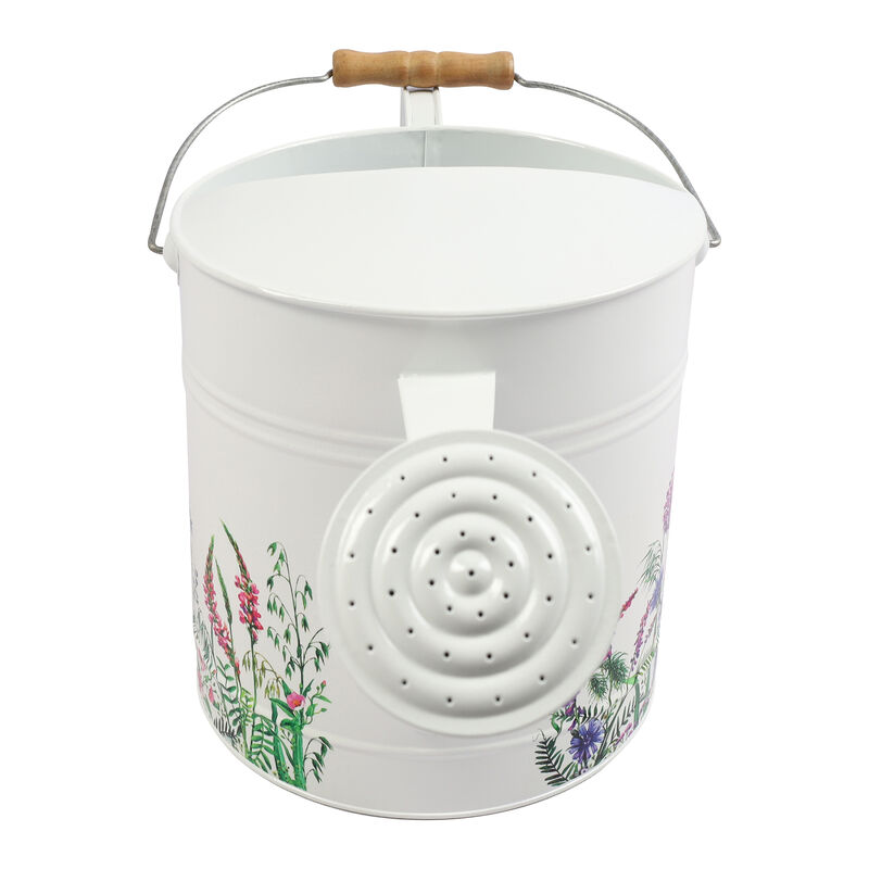 Metal Water Can with Purple Flowers