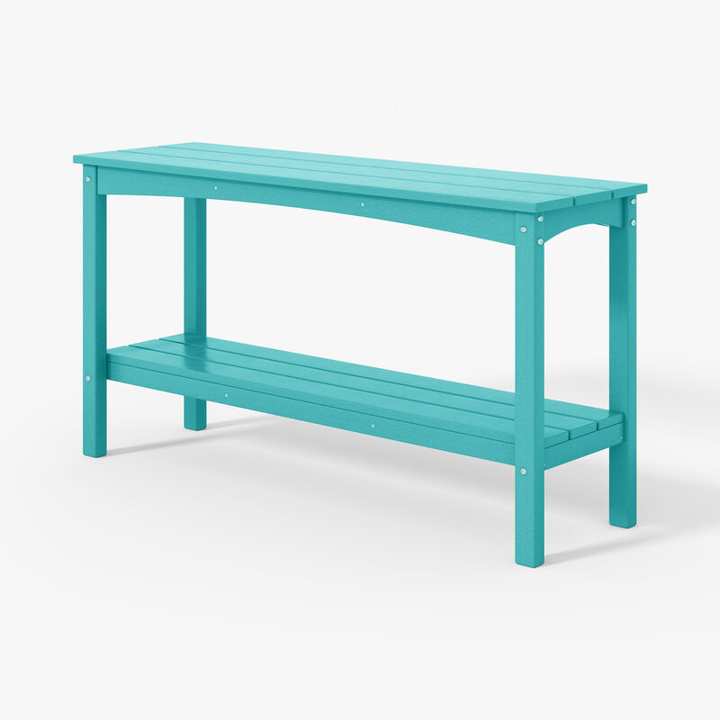 WestinTrends 55" Outdoor Patio HDPE Adirondack 2-Tier Shelf Console Table
