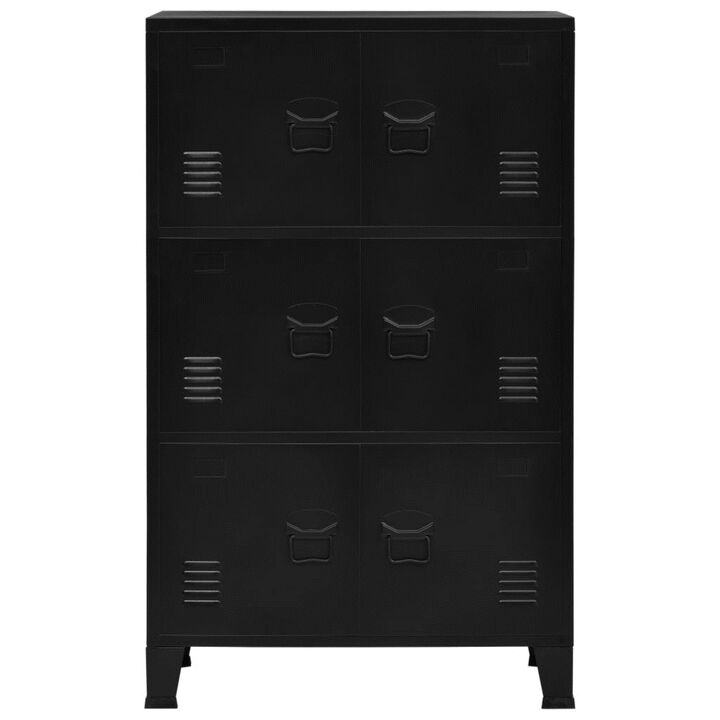 vidaXL Filing Cabinet with 6 Doors Industrial Black 29.5"x15.7"x47.2" Steel
