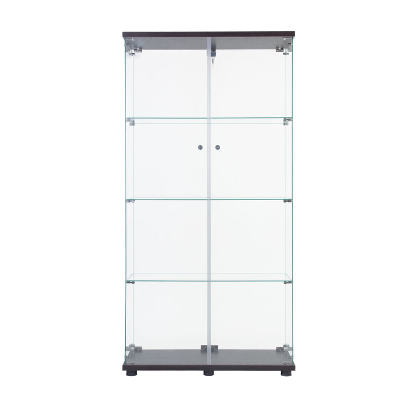 Two Door Glass Cabinet Glass Display Cabinet With 4 Shelves