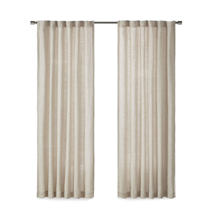 Gracie Mills Seraphine Faux Linen Rod Pocket and Back Tab Curtain Panel with Fleece Lining - 50x84"