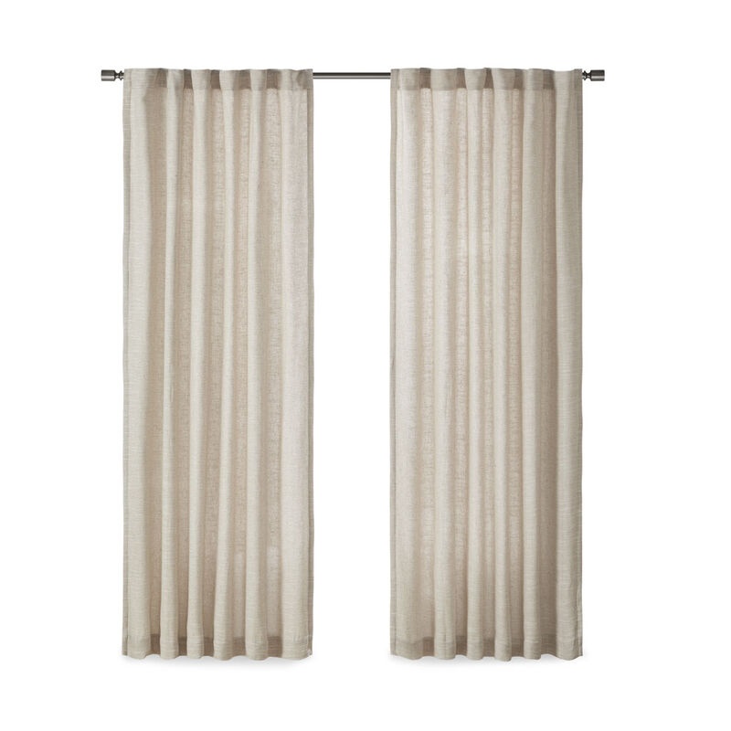 Gracie Mills Seraphine Faux Linen Rod Pocket and Back Tab Curtain Panel with Fleece Lining - 50x84"