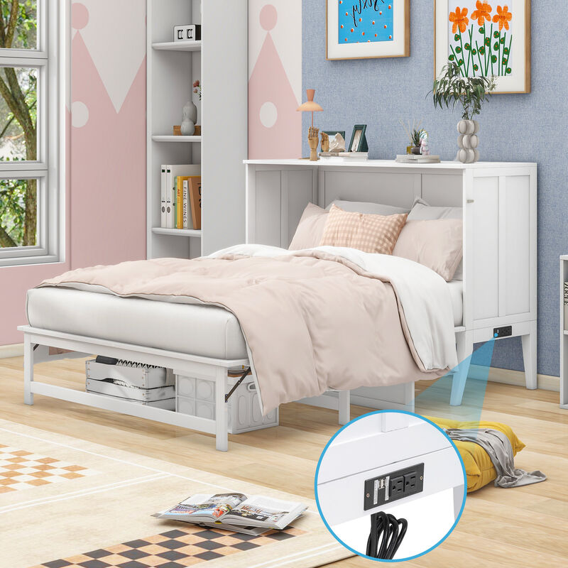 Merax Murphy Bed with Built-In Charging Station and a Shelf