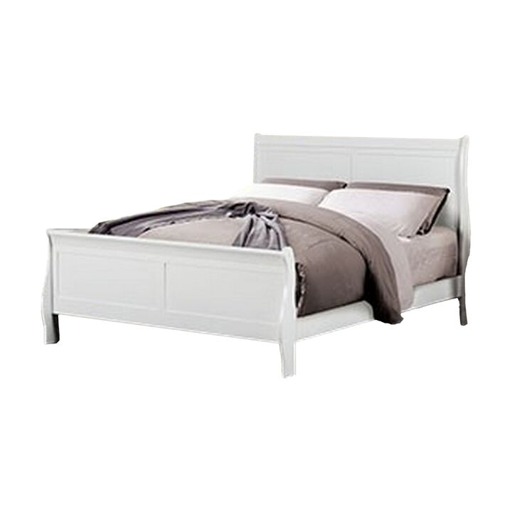 Ryla Twin Size Bed, Sleek Modern Panel Headboard Design, White Solid Wood