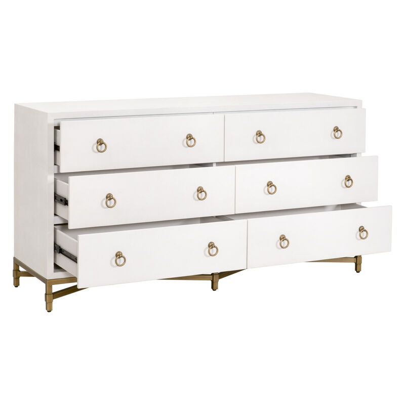Pearl Shagreen 6-Drawer Double Dresser