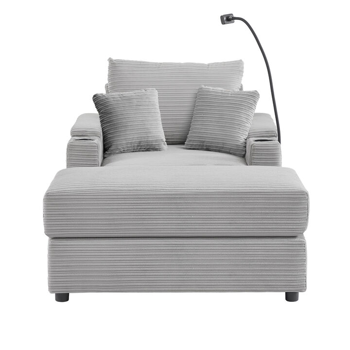 Merax Modern Style Single Sofa Couch with A Movable Ottoman
