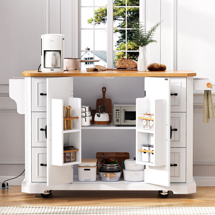 Merax Rolling Kitchen Island  Cart with Power Outlet