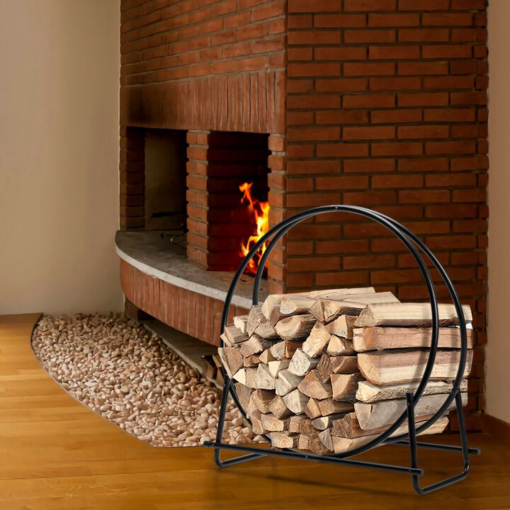 Tubular Steel Log Hoop Firewood Storage Rack