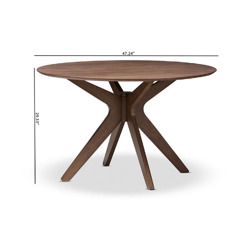 Baxton Studio Monte Walnut Wood 47-Inch Round Dining Table