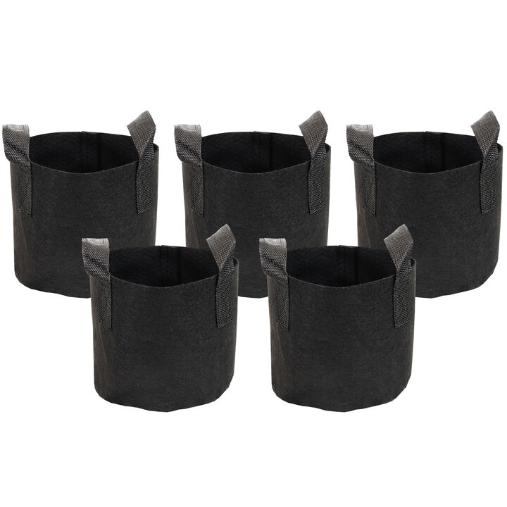Sunnydaze Set of 5 Nonwoven Polypropylene Grow Bag with Handles - 1 gallon