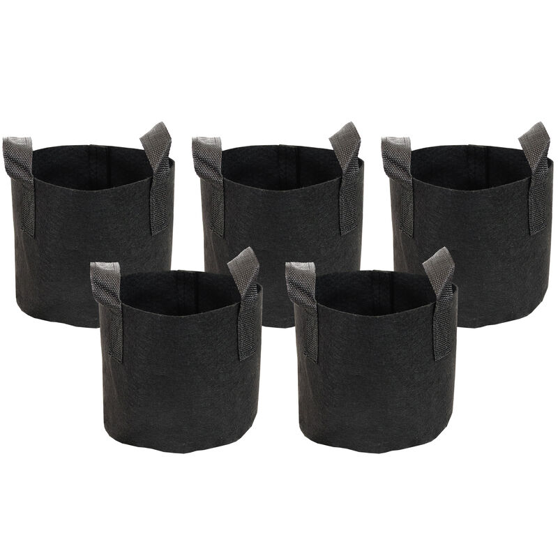 Sunnydaze Set of 5 Nonwoven Polypropylene Grow Bag with Handles - 1 gallon