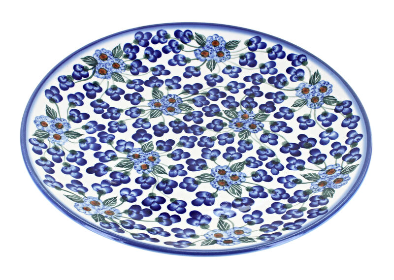 Blue Rose Polish Pottery Cherry Red Bouquet Dinner Plate