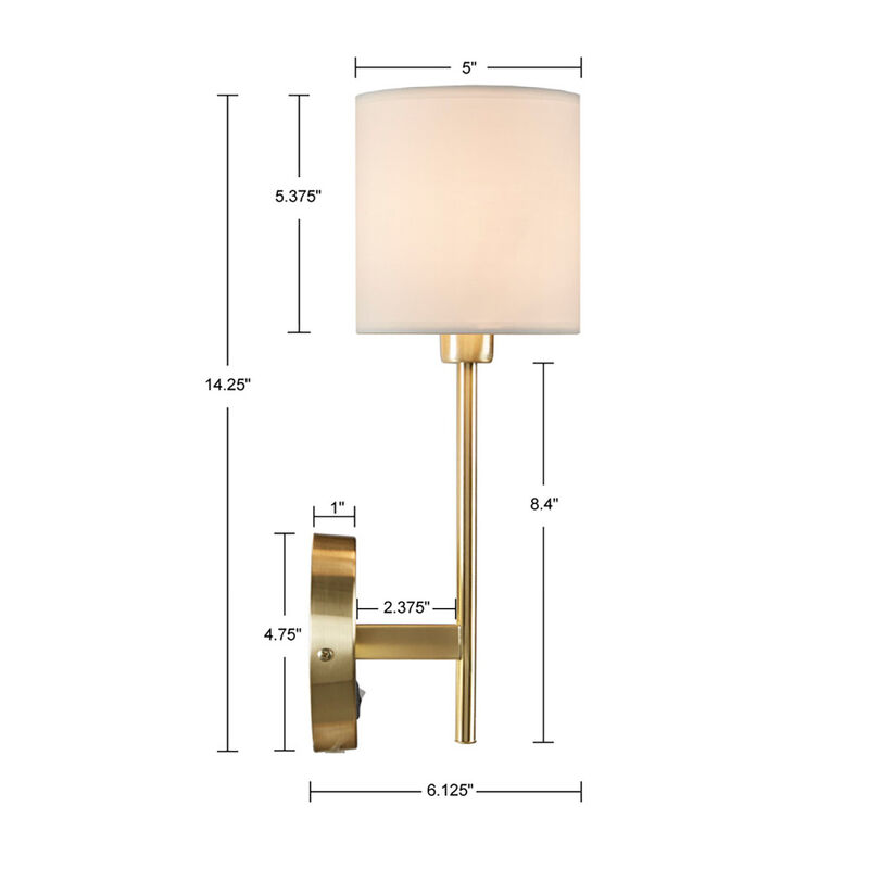 Conway Metal Wall Sconce With Cylinder Shade, Set Of 2