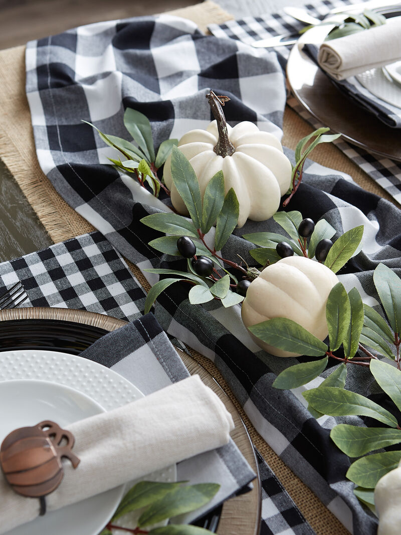 14" x 72" Black and White Buffalo Checkered Pattern Rectangular Table Runner