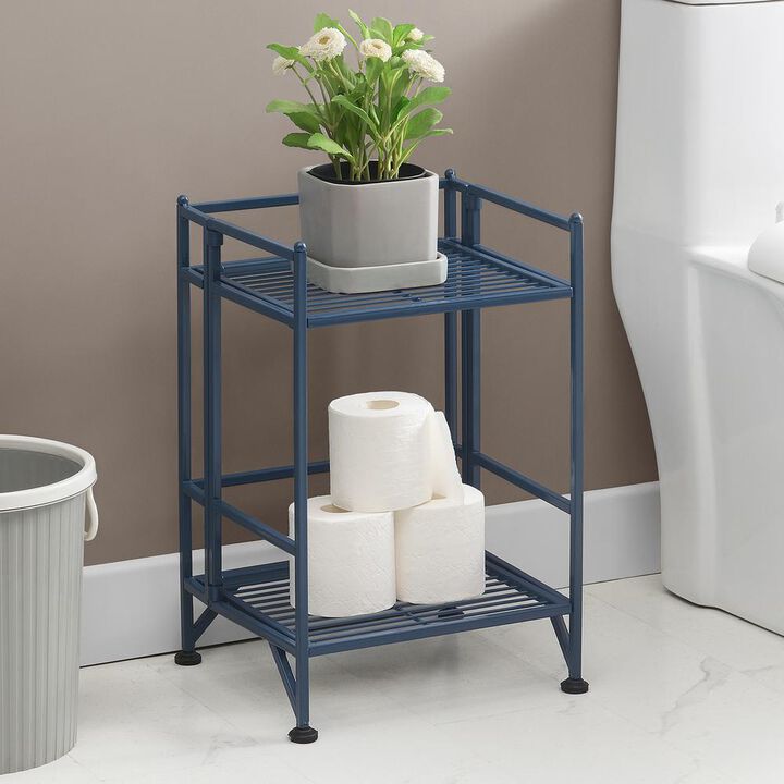 Convenience Concepts Xtra Storage 2 Tier Folding Metal Shelf, Blue