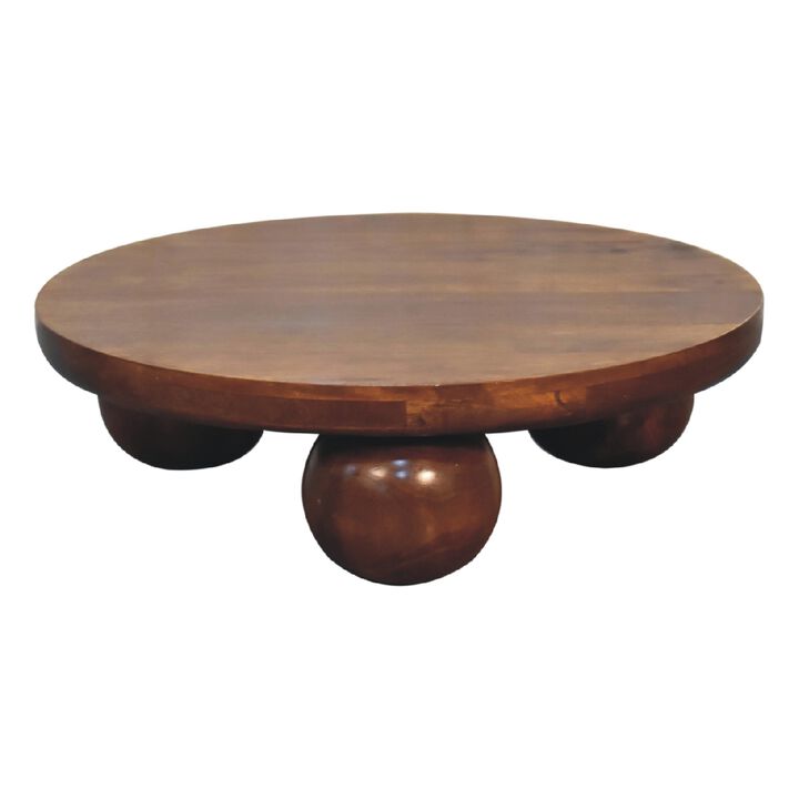 Chestnut Central Solid Wood  Ball Table