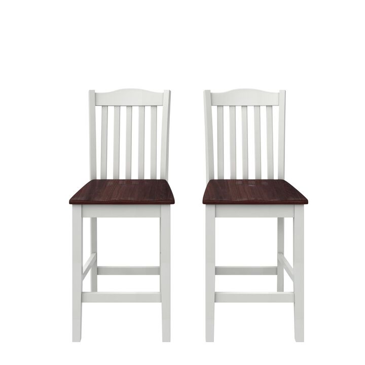 Luca Counter Height Dining Chair, 2-Pack, Mahogany and White